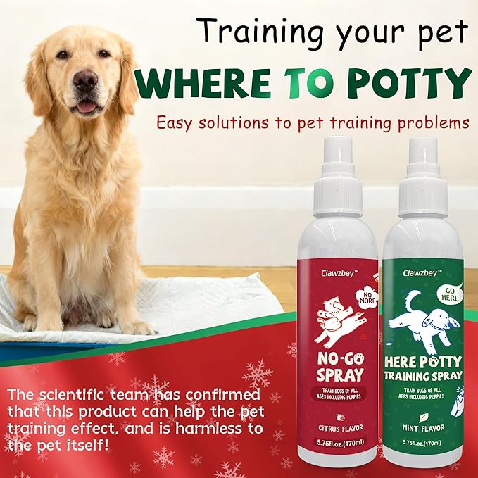Dog Potty Spray Set, No-Go Spray & Here Potty Training Spray, Puppy Essentials, Stops Urination & Marking, Indoor and Outdoor Use (5.75 fl oz, 2 Pack)