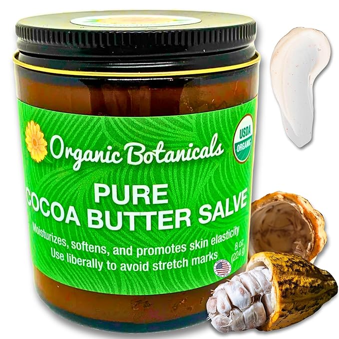Cocoa Butter Salve - Organic Belly Butter for Pregnant Women, Nipple Balm, Scar Cream, Stretch Marks, & Body Bumps Moisturizer, All-Natural with Intense Hydration, 8 ounces