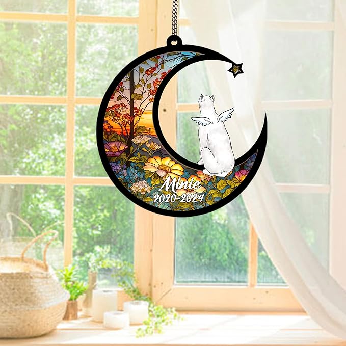 Personalized Dogo Argentino Sun Catcher, Dog Memorial Gifts, Custom Dogo Argentino with Wings Ornament Christmas Tree, Loss of Dog Sympathy Gift Memorial Suncatchers