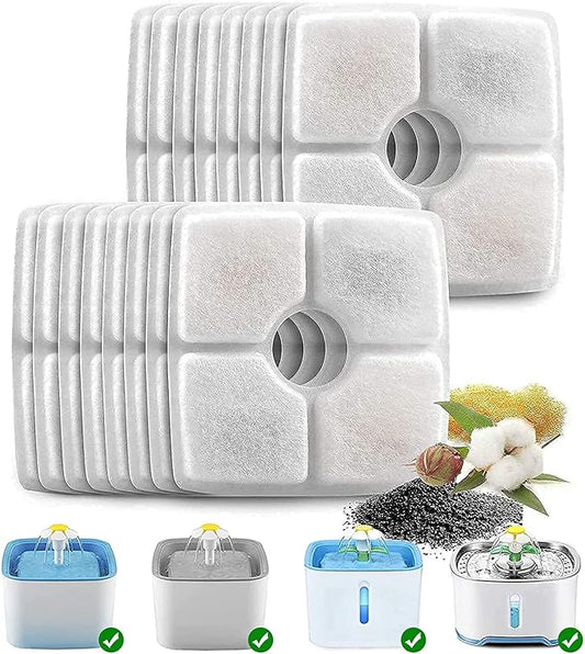 16 Pack Cat Water Filters, Replacement Filters for 84oz/2.5L Square Pet Fountains, Automatic Water Dispenser