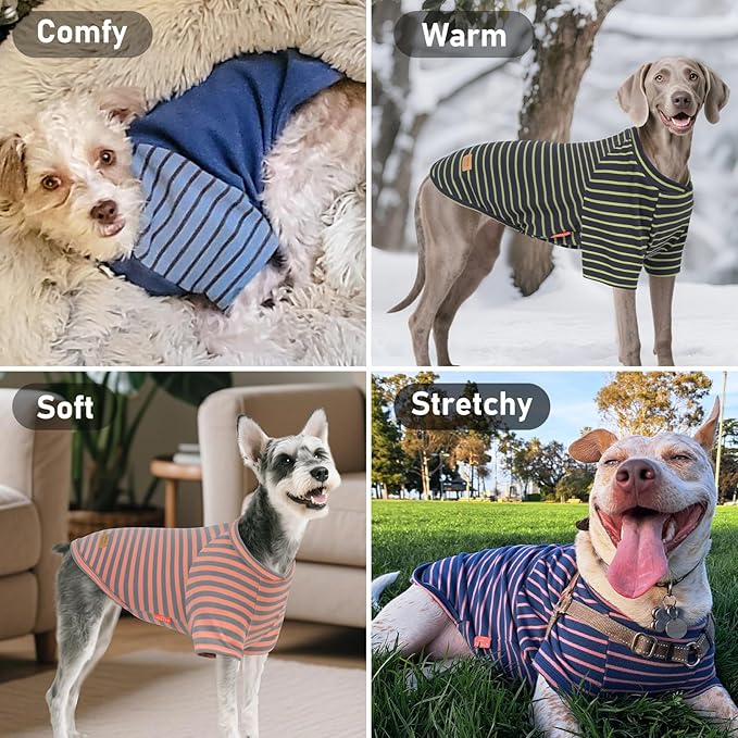 KYEESE 2Pack Dog Sweater Pet Fleece Sweater with Sleeves Stretchy Cat Sweaters Soft Cat Clothes Comfy Dogs Sweatshirt Lightweight Dog Sweaters for Small Dogs Male Pullover Pet Coat for Cold Weather