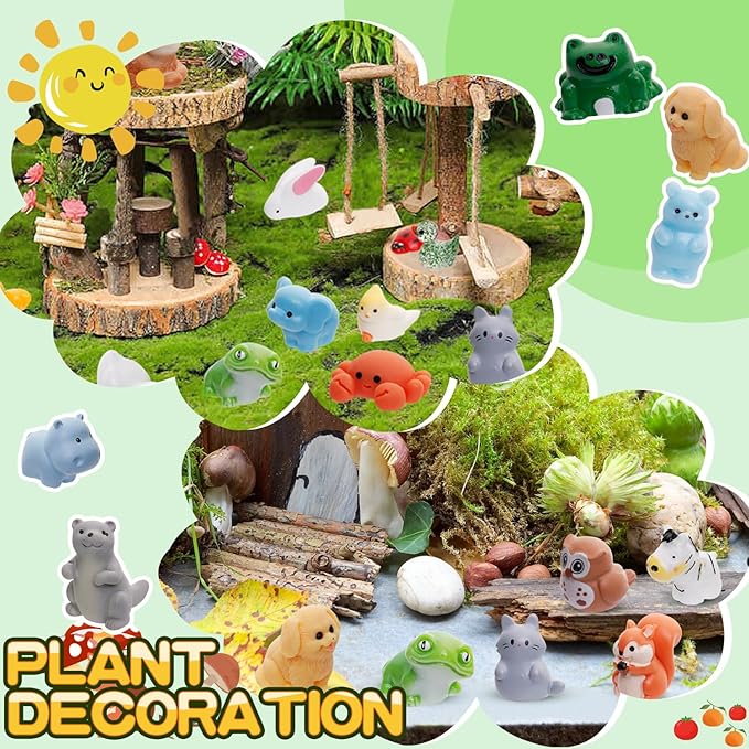 80 Pcs Mini Resin Animals 80 Styles Resin Animals Figurines Bulk for Fairy Garden Miniature Dollhouse Accessories Hide Crafts Decor