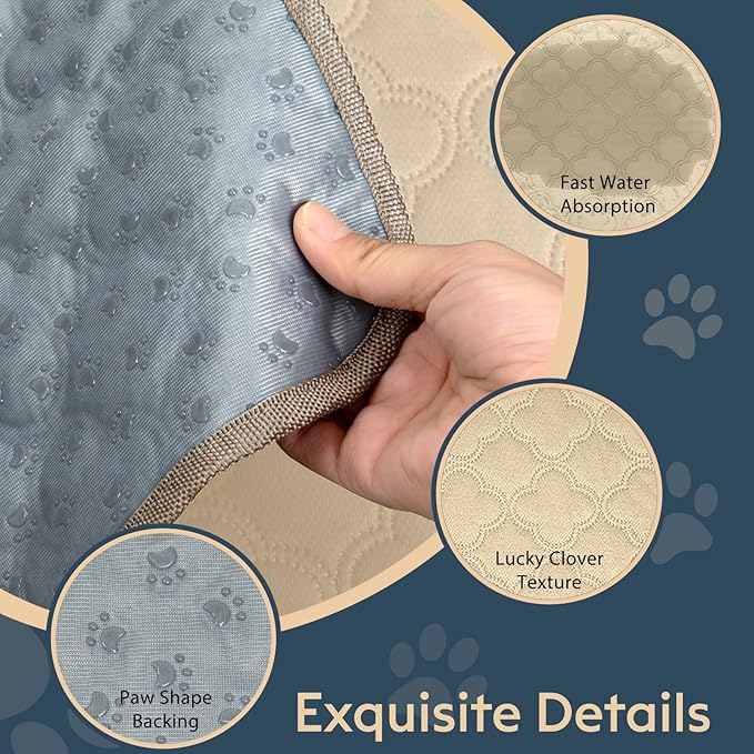 Washable Pee Pads for Dogs - 2 Pack Reusable Waterproof Puppy Training Pads, Super Absorbent with Dog Paw Shape Non-Slip Backing (Cream, 24" X 24" - 2 Pack)