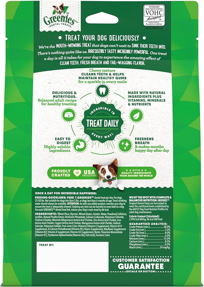 Greenies Veterinarian-Recommended Adult Natural Dental Dog Treats Regular Size, Original Flavor, 12 oz. Pack, 12 Count