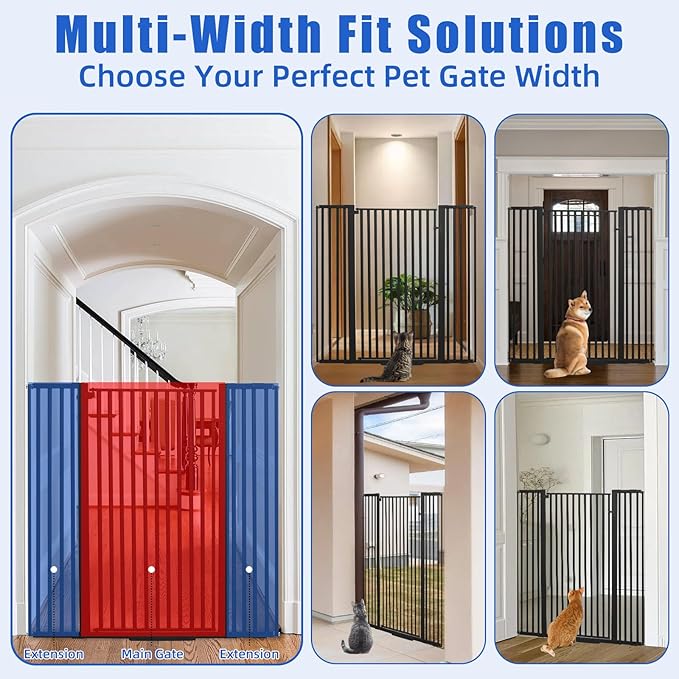 55 Inch Extra Tall Pet Gate for Cats,29.92"-48" Adjustable Wide Dog Gates,Pressure Mounted Walk Through Tall Pets Gate for Doorways,Hallway,Stairs(Black)