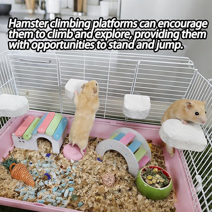 kathson 4PCS Hamster Climbing Ledge Platform, Hamster Lava Ledge, Pet Chewing GrindingToys Chinchillas Lava Block Toys Small Animals Cage Accessories for Guinea Pig, Squirrel, Gerbil, Bird