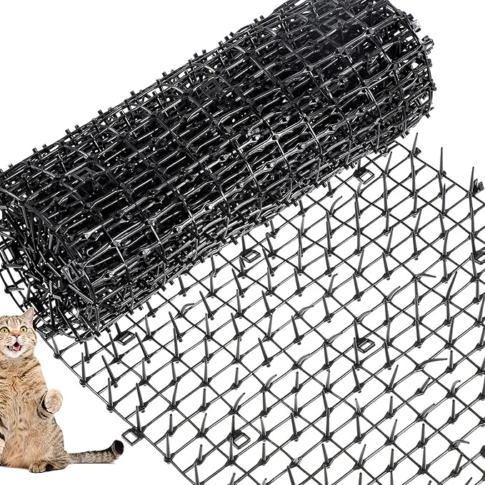 Zopeal 6.5ft Cat Repellent Mat with 8 Ground Stakes 8 Zip Ties, Spikes Deterrent Mat Keep Dog Off Couch for Indoor Outdoor Keep Pet Off Yard Garden, 79 x 12 Inch/1 Roll
