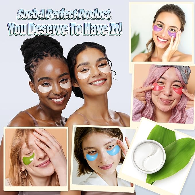 Under Eye Patches - 60 Pack for Puffy Eyes, Dark Circles, Bags & Wrinkles with Hydrolyzed Collagen & Hyaluronic Acid - Eye Care Pads for Daily Skincare (White)