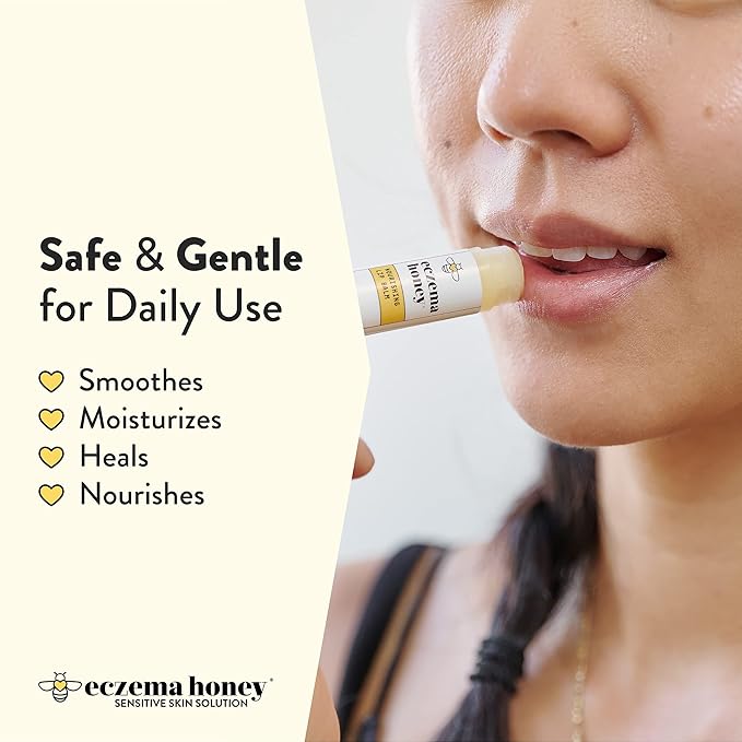 ECZEMA HONEY Nourishing Lip Balm - Organic Chapstick for Sensitive Skin - Daily Lip Moisturizer for Very Dry Lips - Mango Butter & Honey Lip Balm - Natural Lip Care Products (1 Ct) (Pack of 2)