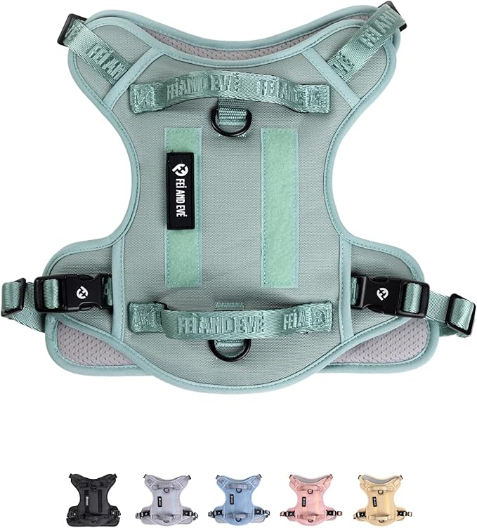 2025 New Edition, Fei & Eve Classic Dog Harness - Quick-Release Buckles | 3-Point No-Pull Control | Heavy-Duty 900D Nylon | Dual Safety Handles | Breathable Mesh | Adjustable Fit | X-Large,Green