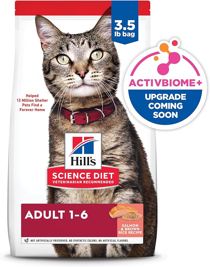 Hill's Science Diet Adult 1-6, Adult 1-6 Premium Nutrition, Dry Cat Food, Salmon & Brown Rice, 3.5 lb Bag