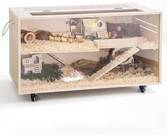 Pine Small Animals Houses&Habitats Chewproof, 40" Pine Guinea Pig Cage Hamster Cage for Small Animals (40" Large, Roller)