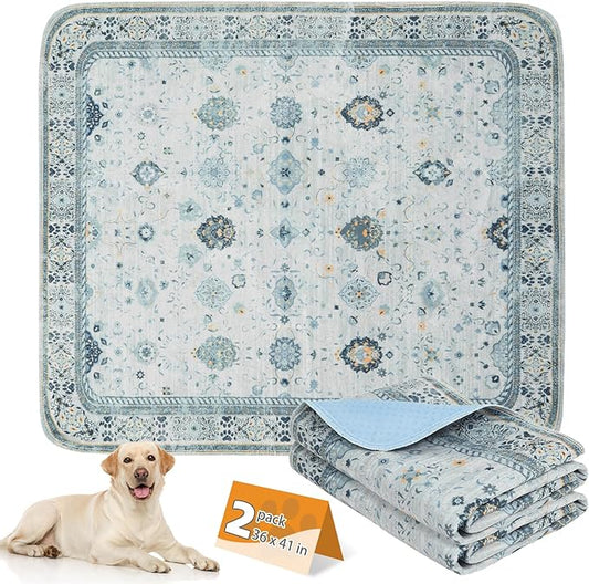KOOLTAIL Washable Pee Pads for Dogs,2 Pack Super Absorbent Reusable Puppy Training Pads Waterproof, Nonslip and Leak-Proof Dog Pee Pads, Large Pet Mats Whelping Pads for Floor, Crate, Couch 36*41"
