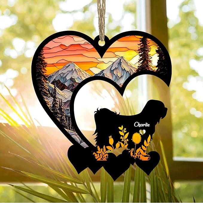 Lovely POD Tibetan Terrier Suncatcher Ornaments, Personalized Tibetan Terrier Memorial with Name, Dogs Loss Ornaments, Dog Remembrance Gift, Dog Memory Ornament, Loss of Dogs Sympathy Gifts