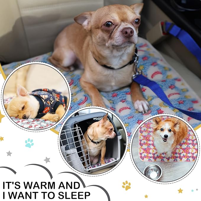 Reginary 4 Pcs Waterproof Guinea Pig Blankets Washable Small Animal Fleece Bedding Guinea Pig Cage Liners Reusable Training Pads Pet Pee Pad Sleep Mat for Hamster(Moon Star Pattern,24 x 47 Inch)