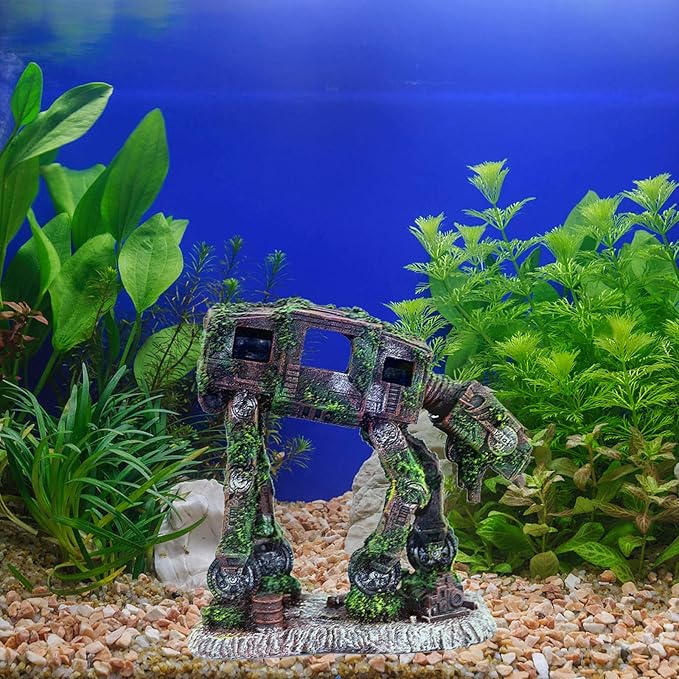 Aquarium Ornament, Resin Robot Dog Fish Tank Decoration Betta Fish Hide Cave, Fish Tank Aquarium Accessories for Betta Shrimp Turtle