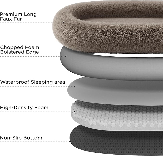 Bedsure Calming Human Dog Bed, 71" x 44" x 12" Giant Human Dog Bed for Adults People Fits Pet Families with Storage Pocket, Fluffy Faux Fur Orthopedic Pet Bean Bed, Dark Grey