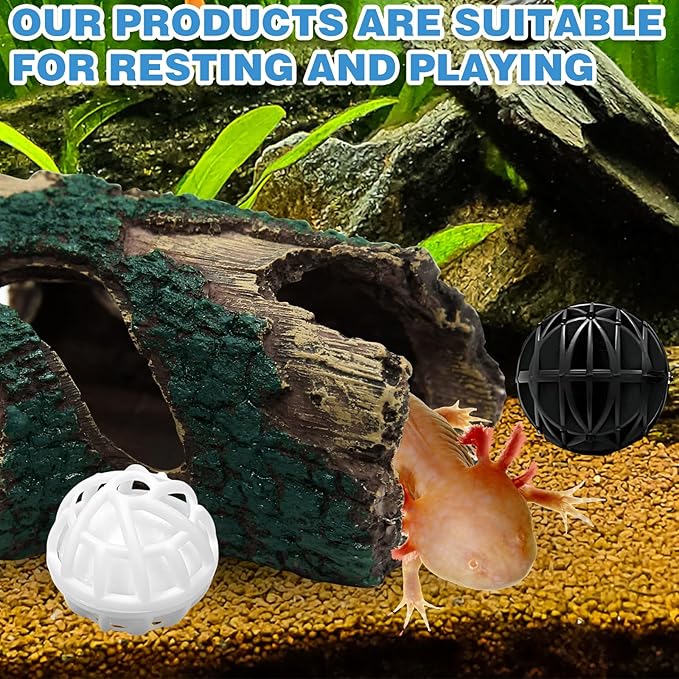 1Pcs Tree Root Landscaping, 4Pcs Fish Tank Filter Balls White & Black Driftwood for Aquarium Fish Tank Cave Aquarium Hideout, Decorative Accessories Suitable for Aquatic Animals