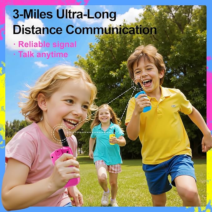 Walkie Talkies for Kids Toys Stocking Stuffers for Kid Boys Girls 4-6, 3 Miles Range Walkie Talkie to Camping, Outdoor, 4 Year Old Girl Birthday Gifts for 3 4 5 6 7 8 9 Year Old Boy Girl Gifts Age 6-8