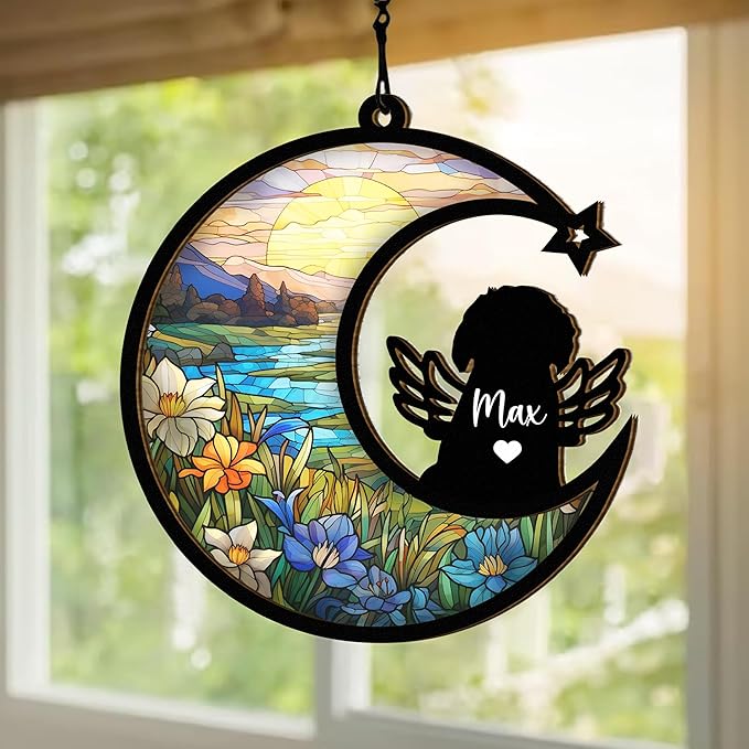 Chillever Bichon Frise Memorial Suncatcher – Personalized Dog Loss Keepsake, Pet Remembrance Ornament