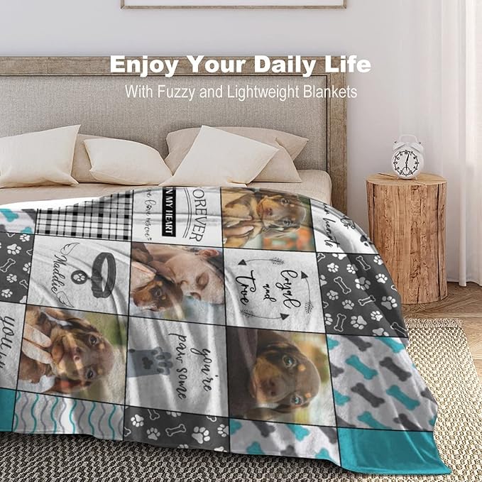 D-Story Pet Memorial Gifts - Custom Dog Sympathy Blanket - Personalized Dog Memorial Blanket- Bereavement Gifts for Loss of Pet - Loss of Pet Sympathy Gift