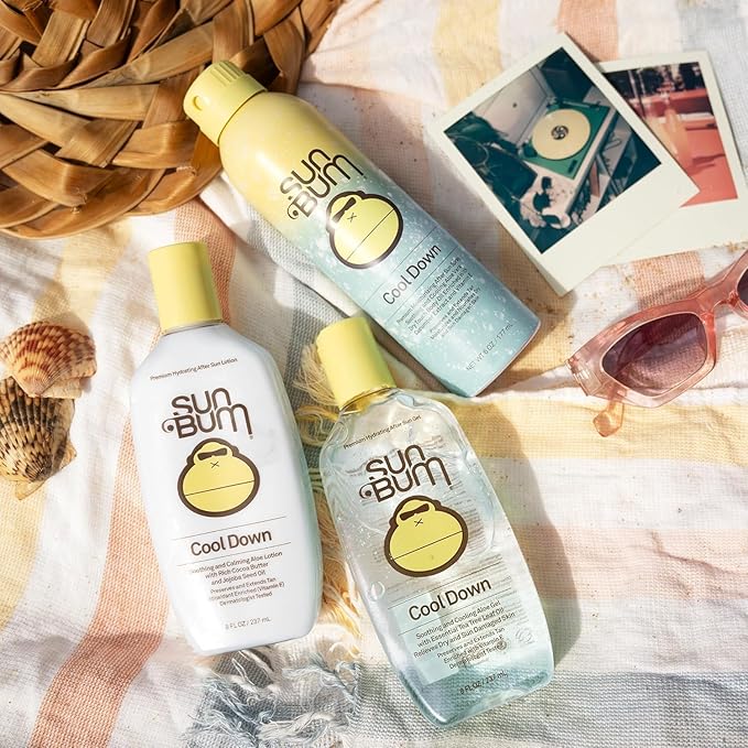 Sun Bum Cool Down Aloe Vera Lotion - Vegan After Sun Care with Cocoa Butter to Soothe and Hydrate Sunburn - Travel Size - 3 oz