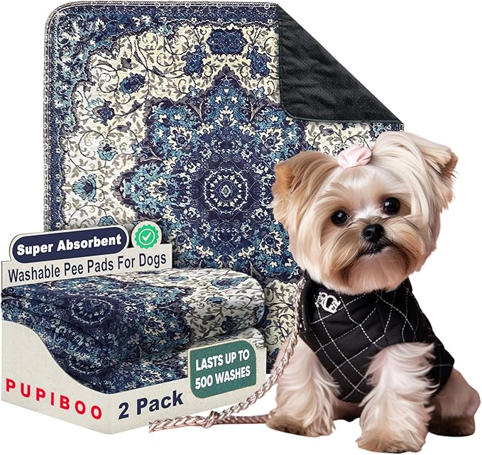 PUPIBOO Washable Pee Pads for Dogs and Cats - Super Absorbent Reusable Puppy Training Pads - 100% Waterproof, Leak-Proof & Non-Slip Whelping Pads for Pet Housebreaking