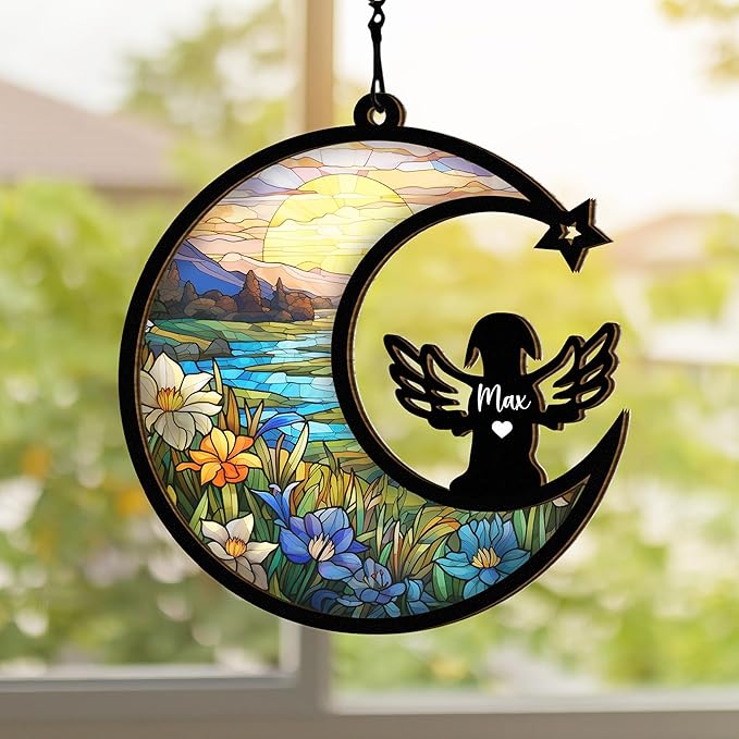 Chillever Custom American Foxhound Memorial Suncatcher – Custom Dog Breed Ornament, Pet Loss Gift, Sympathy Suncatcher