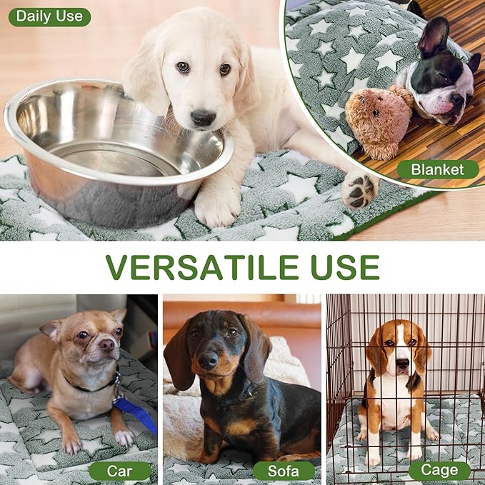VitalCozy 4 Pcs Winter Dog Crate Pads, Ultra Soft Warm Washable Dog Cat Bed Mat for Pet Crate Comfortable Replaceable Reversible Kennel Pad for Small, Medium, Large Dogs (20 x 30 x 1.6 Inch,Green)