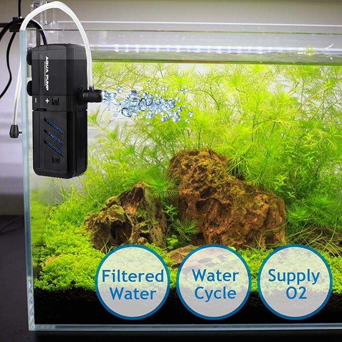 Submersible Aquarium Internal Filter 6W, Adjustable Fish Tank Filter with 132 GPH Water Pump for 1-10 Gallon Fish Tank
