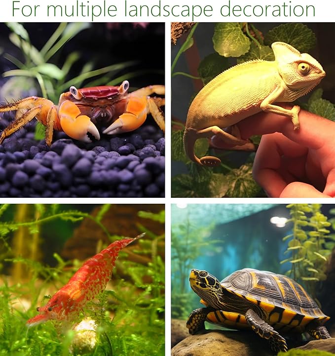 2Pack SpringSmart Aquarium Decor Rock Cave and Plastic Plant Betta Fish Tank Accessories for Fish Shrimp Turtle Crab Hiding Breeding Playing Ceramic Hideout Stone for Fish Bowl