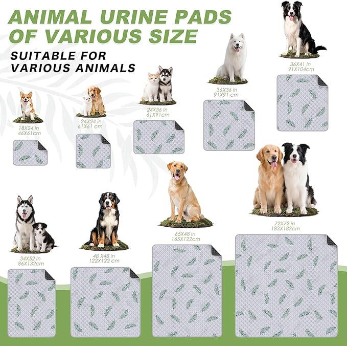 Washable Pee Pads for Dogs, 2Pack Reusable Puppy Pads, Super Absorbent & Leakproof Dog Pads, Anti-Slip Dog Pee Pads for Puppy Training & Incontinence, Leaf Pattern 36"x41"