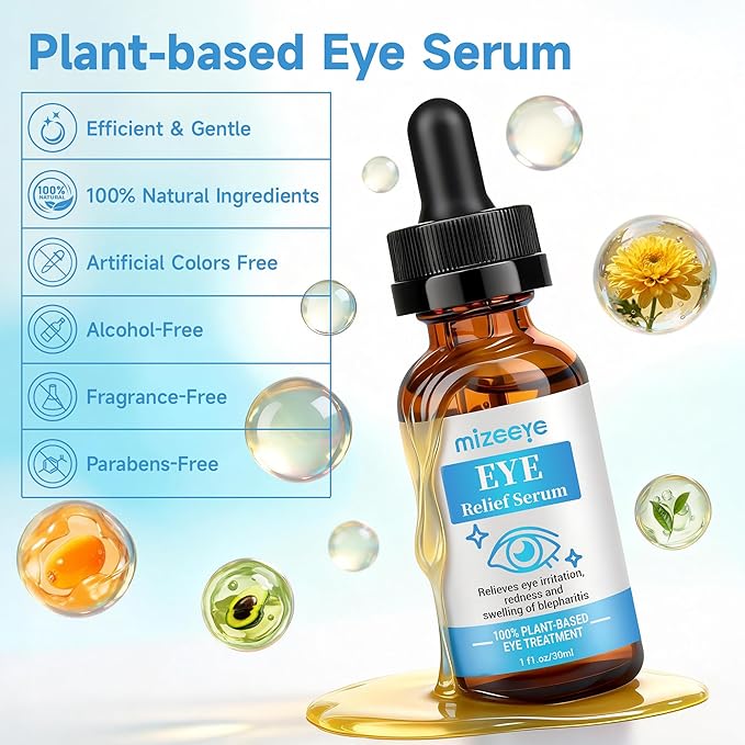 Eye Serum For Chalazion & Blepharitis, 30ML Chalazion Remover For Eyelid, Blepharitis Eyelid Serum With Avocado Oil, Sea Buckthorn Oil & Caffeine, Relieve Puffiness and Eye Fatigue