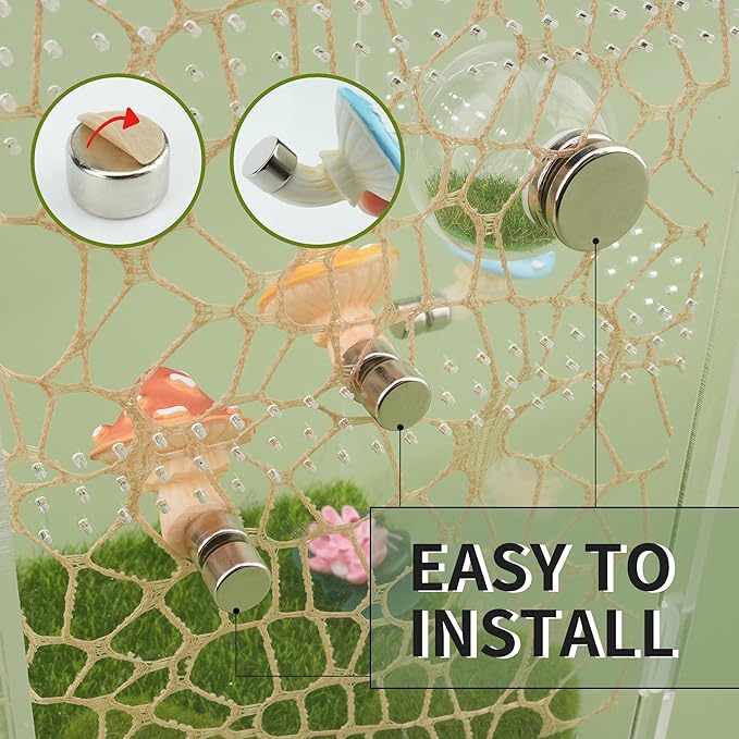 6pcs Jumping Spider Accessories Glass Ball Hide Habitat Mushroom Platform Spider Webbed Moss Ribbons Decorating Jumping Spiders Enclosure Accessories for Climbing Resting and Exploration