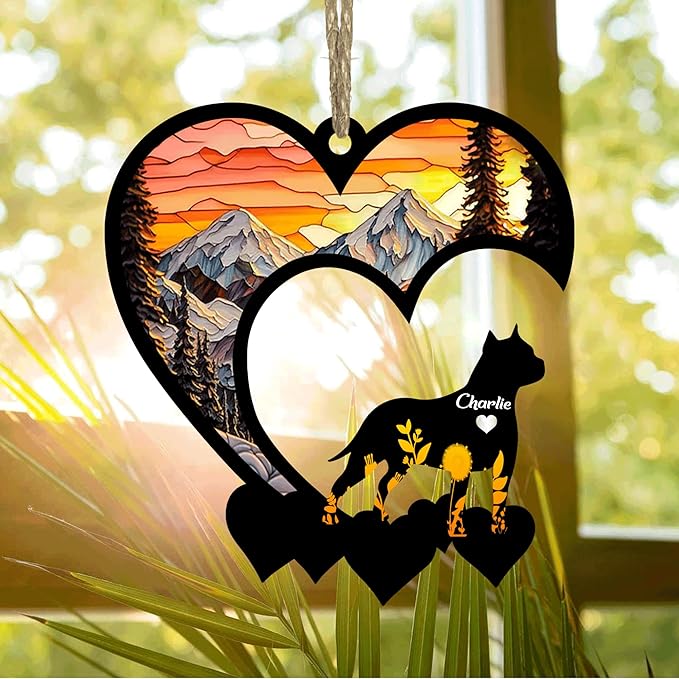 Lovely POD American Staffordshire Terrier Suncatcher Ornaments, Personalized American Staffordshire Terrier Memorial with Name, Dogs Loss Ornaments, Dog Remembrance Gift, Loss of Dogs Sympathy Gifts