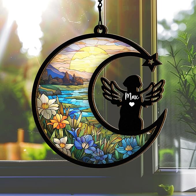 Chillever Vizsla Memorial Suncatcher – Personalized Pet Loss Keepsake, Dog Breed Remembrance Gift