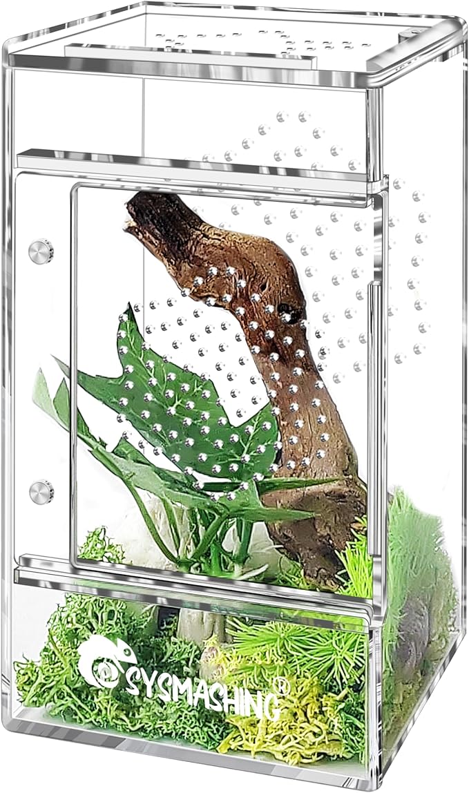 Acrylic Jumping Spider Enclosure 6.3 * 3.5 * 3.5IN,Insect Terrarium, Bug Cage, Praying Mantis Habitat, Snail Terrarium, Caterpillar Habitat - Multi-Species Kit