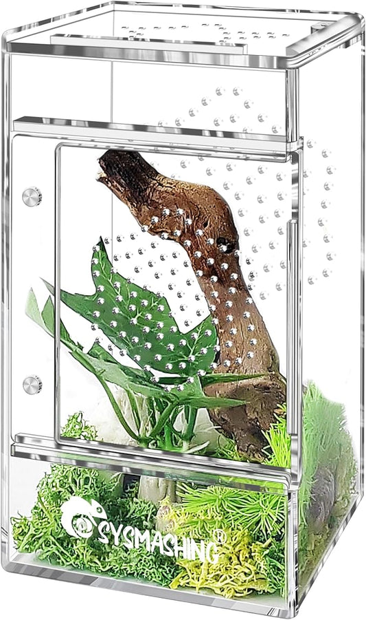Acrylic Jumping Spider Enclosure 6.3 * 3.5 * 3.5IN,Insect Terrarium, Bug Cage, Praying Mantis Habitat, Snail Terrarium, Caterpillar Habitat - Multi-Species Kit