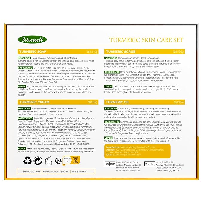 Turmeric Skin Care Set Mothers Day Gifts, Hydrating Skincare Gift Set with Turmeric Soap, Oil, Cream & Scrub to Even Glow Tone, Natural Skincare Set Birthday Gifts Facial Kit for Women & Teen Girls