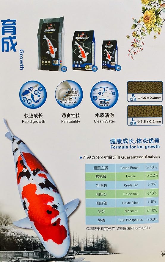 Aqua Master Koi Growth Fish Food Small Pellet, 11-Pound