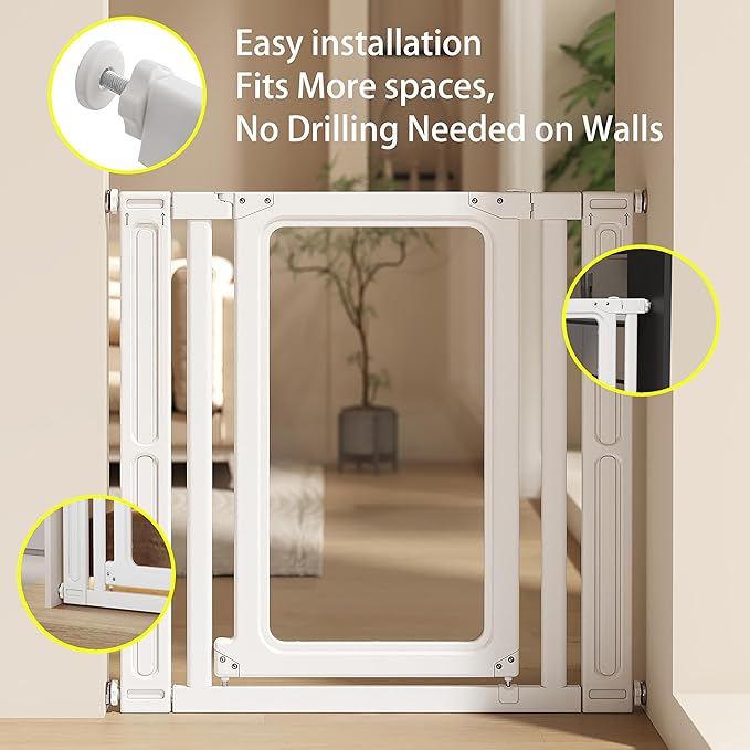 Dog Barrier Stopper Gate Pet Gate Playpen for Stairs Doorways Hallways Pressure Mounted Easy Install 27.4"-29.9" Adjustable Extra Wide Indoor to Step Over, 32.7" Tall (Large)