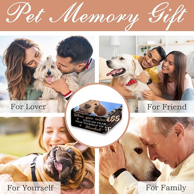 Pet Memorial Blanket Gift - Personalized Dog Memorial Blankets, Pet Sympathy Gifts for Loss of Dogs for Pets Lovers, Dog Bereavement Passing Away Gift, Custom Dogs Blanket (B)