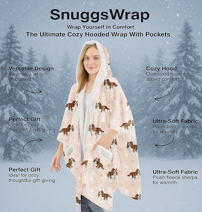 E&S Pets Sherpa Wearable Blanket Hoodie for Women – Soft Fleece Snuggs Wrap – 32 Dog & Cat Breeds – Warm Pet Lover Gifts