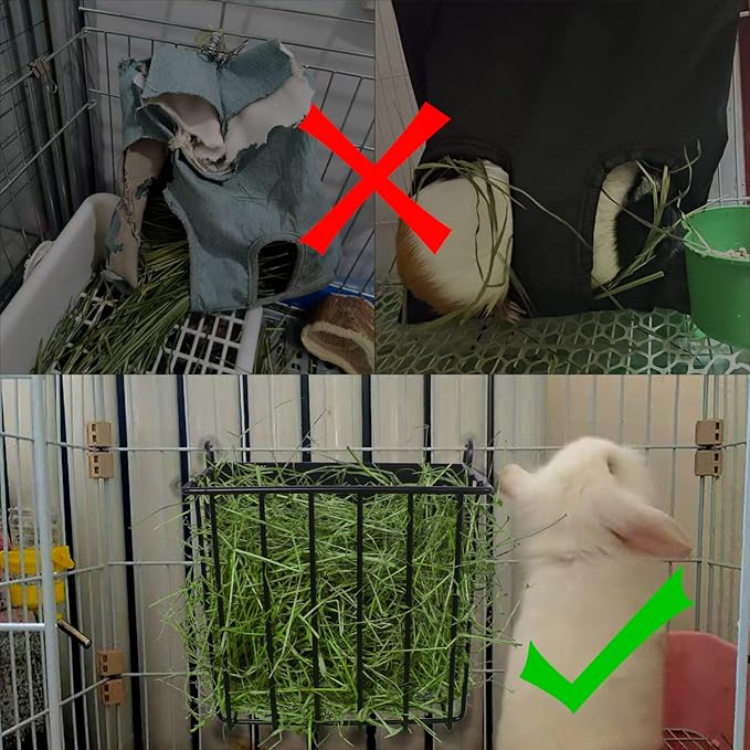 2PCS Rabbit Hay Feeder with Heavy-Duty Metal Frame Hay Holder，for Bunny, Guinea Pigs,Chinchillas-6.9x4.7x6.6 inch……