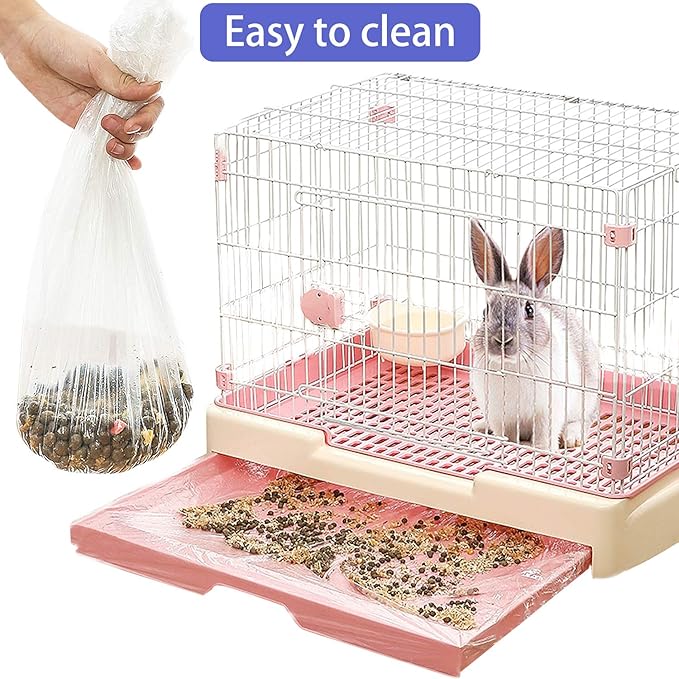 50 pcs Disposable Cage Liners, Clear Plastic Rabbit Cage Liner Bag, Universal Toilet Film for Bunny, Hamster, Totoro, Hedgehog, Guinea Pig and Small Animals.