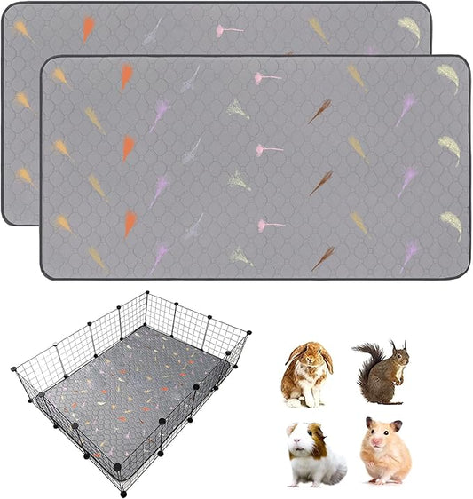2Pcs Guinea Pig Cage Liners,Guinea Pig Fleece Cage Liners42''X56'' Super Absorbent Washable Pee Pads Reusable for Rabbit Hamster Chinchilla