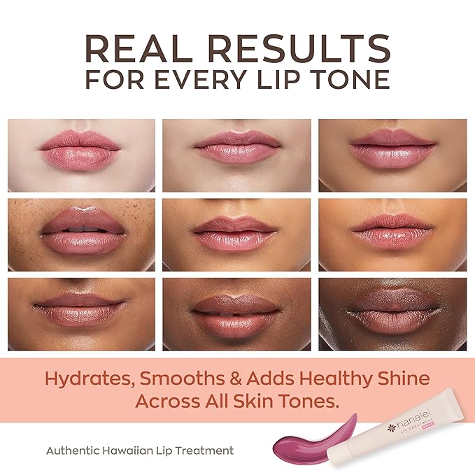 Hanalei Lip Treatment for Dry, Chapped Lips – Intensive Overnight Moisturizer with Kukui Oil, Shea Butter & Grapeseed Oil – Hydrating Balm for Healing Cracks – Rose Pink Tint, 15g – Cruelty-Free