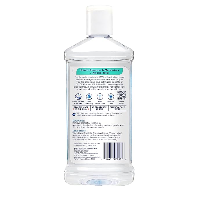T.N. Dickinson's Witch Hazel Alcohol Free Moisturizing Astringent | 100% Natural Witch Hazel | Calms,Nourishes,Hydrates Skin-| for Face & Body-| 16 Fl Oz,(Pack of 2)
