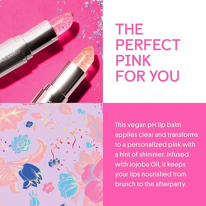 Winky Lux Rainbow Glitter Confetti Balm - Hydrating ph Lip Balm, Natural Pink Tint with pH Color Changing, Moisturize & Soften Lips While Leaving Sheer Pink Tint, with Vanilla Scent