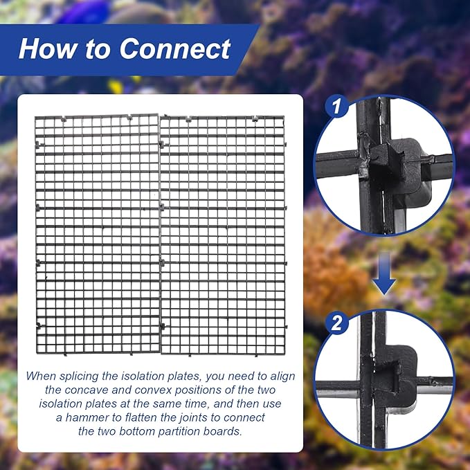 uxcell 2Pcs Aquarium Fish Tank Divider, 12x12 Inch Plastic Egg Crate Light Diffuser Grid Filter Bottom Partition Separator with Sucker Clips and Suction Cups for Aquarium, Black